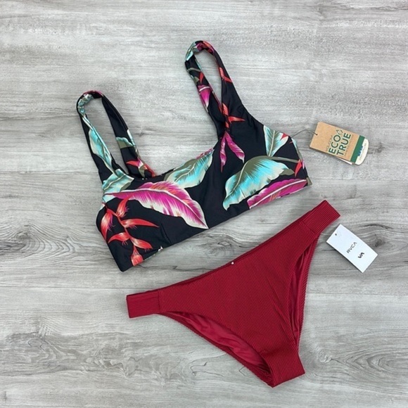 ☀️VOLCOM☀️RVCA☀️ FRONDS 4EVER CROP FADE OUT MEDIUM BIKINI SET - Picture 2 of 12